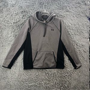 Under Armour Hoodie Unisex Large Gray Storm Thumbholes Fleece Pullover Cold Gear